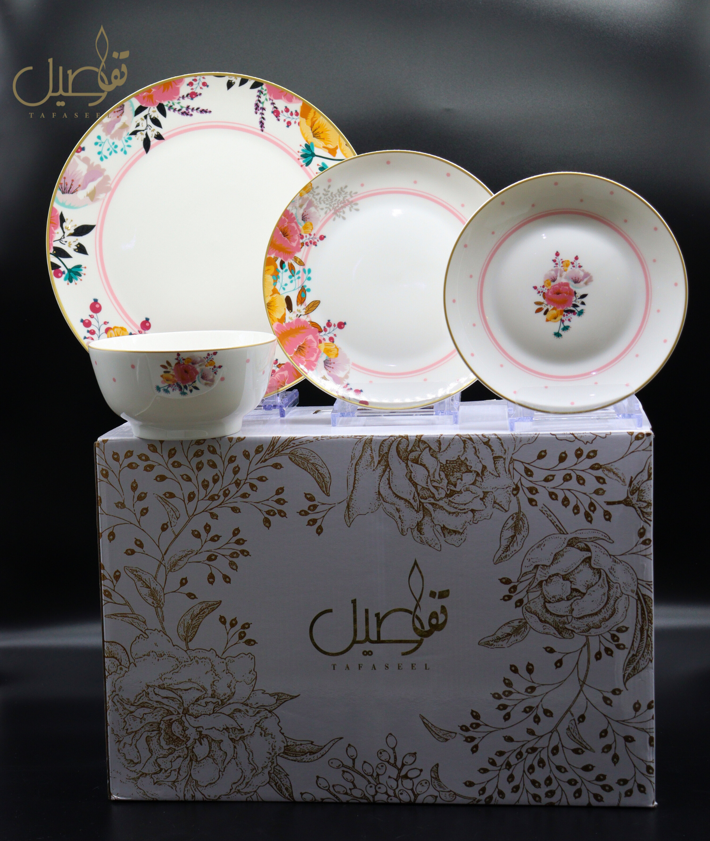 ✨ طقم الأناقة الزهرية – 24 قطعة لـ 6 أشخاص 💐🌸