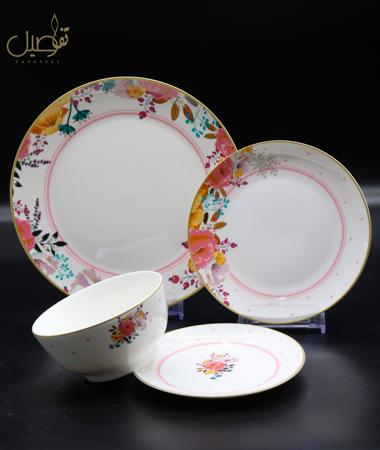 ✨ طقم الأناقة الزهرية – 24 قطعة لـ 6 أشخاص 💐🌸